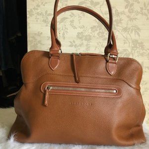 Longchamp Leather Carpet Bag - Cognac